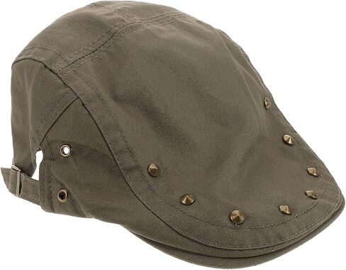 BESPORTBLE Women’s Newsboy Cap with Studs Retro Flat Hat Breathable Lightweight Spring Summer Casual Beret in Military Green for Outdoor Sun Protection in Saudi Arabia