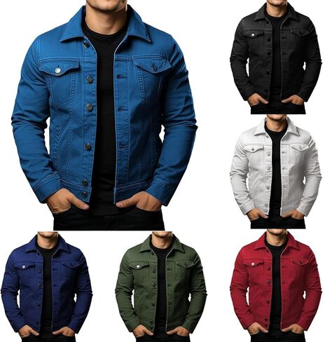 Mens Cozy Jacket Lightweight Casual Coat Lapel Button Pockets Outwear Slim Fit Overshirt Spring Fall in Saudi Arabia
