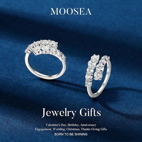MOOSEA مويسانيتي خواتم للنساء 14K مطلية بالذهب 925 الفضة الاسترليني خواتم الخطبة للنساء الذكرى السنوية وعد خاتم المرأة الخلود خاتم الزواج مجوهرات الهدايا in Kuwait
