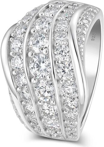 Moissanite Wide Wedding Band for Women D Color VVS1 Clarity Fashion Promise Ring 925 Sterling Silver Sz 5-10 in Saudi Arabia
