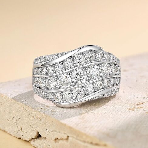 Moissanite Wide Wedding Band for Women D Color VVS1 Clarity Fashion Promise Ring 925 Sterling Silver Sz 5-10 in Saudi Arabia