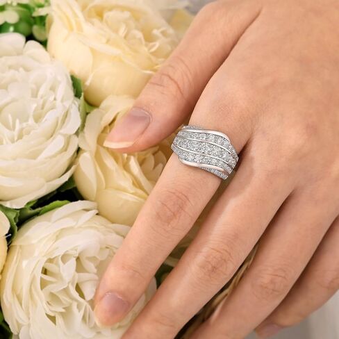 Moissanite Wide Wedding Band for Women D Color VVS1 Clarity Fashion Promise Ring 925 Sterling Silver Sz 5-10 in Saudi Arabia