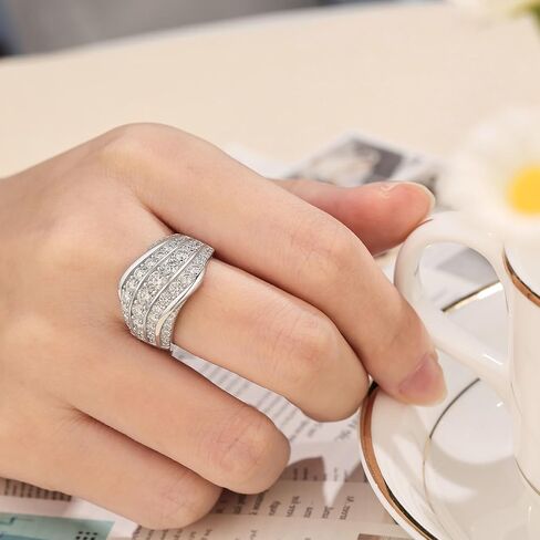 Moissanite Wide Wedding Band for Women D Color VVS1 Clarity Fashion Promise Ring 925 Sterling Silver Sz 5-10 in Saudi Arabia