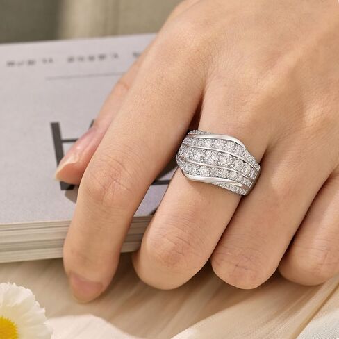 Moissanite Wide Wedding Band for Women D Color VVS1 Clarity Fashion Promise Ring 925 Sterling Silver Sz 5-10 in Saudi Arabia