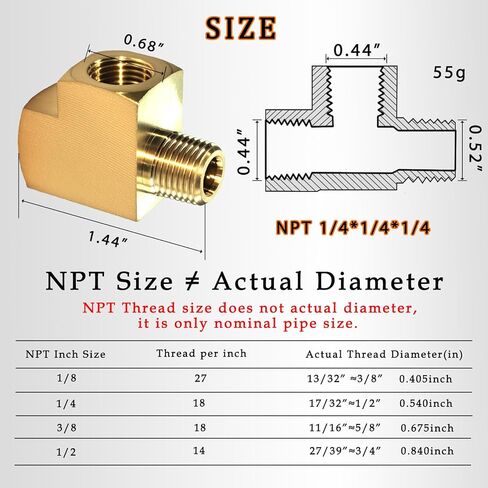 1/4 بوصة نحاس بارستوك ستريت تي تركيب T 3 طرق، 1/4 بوصة NPT أنثى × 1/4 بوصة NPT ذكر × 1/4 بوصة NPT تركيبات نحاسية أنثى نحاس صلب ملولب وصلة وصلة تمديد وصلة توصيل لخط الأنابيب والزيت والغاز in Kuwait