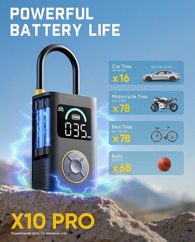 منفاخ الإطارات المحمول Fanttik X10 Pro للسيارة المدمجة، ضاغط هواء سريع النفخ 35 ثانية مع مقياس ضغط رقمي وبطارية قوية، مضخة هواء لاسلكية 150 رطل لكل بوصة للسيارات والدراجات النارية والدراجات والكرات in Kuwait