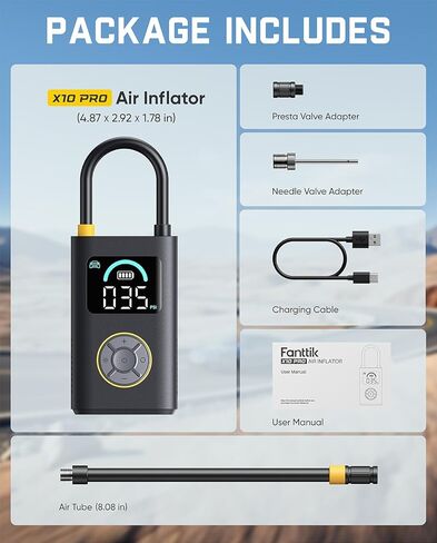 منفاخ الإطارات المحمول Fanttik X10 Pro للسيارة المدمجة، ضاغط هواء سريع النفخ 35 ثانية مع مقياس ضغط رقمي وبطارية قوية، مضخة هواء لاسلكية 150 رطل لكل بوصة للسيارات والدراجات النارية والدراجات والكرات in Kuwait