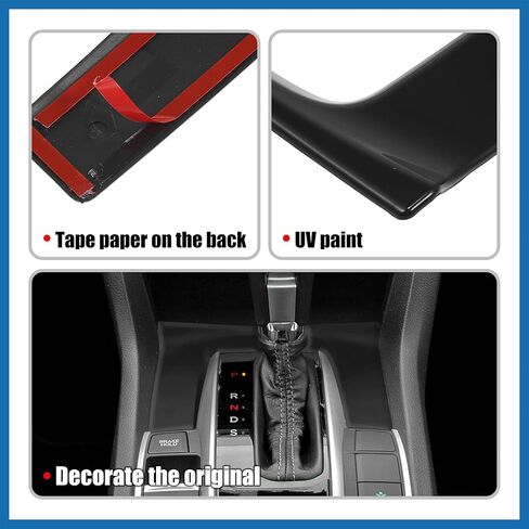 غطاء صندوق ناقل الحركة للوحة التروس ملصق لسيارة Honda Civic 10th Gen 2016 2017 2018 2019 2020 2021 ملحقات السيارة الداخلية ملصق ديكور بديل العنصر الأسود in Kuwait