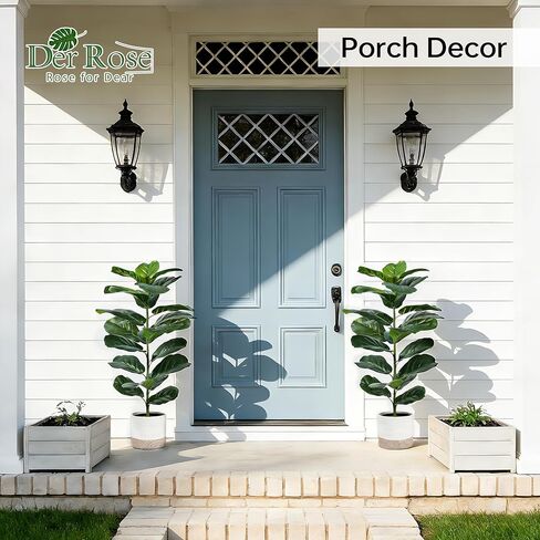 Der Rose 2 Pack 30" Artificial Fiddle Leaf Fig Tree with Warm LED Lights – Battery Powered, Mid-Size Fake Plants for Living Room, Bedroom, Entryway & Home Decor in Saudi Arabia