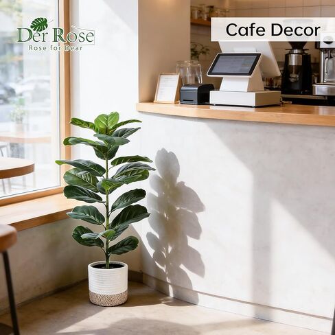 Der Rose 2 Pack 30" Artificial Fiddle Leaf Fig Tree with Warm LED Lights – Battery Powered, Mid-Size Fake Plants for Living Room, Bedroom, Entryway & Home Decor in Saudi Arabia