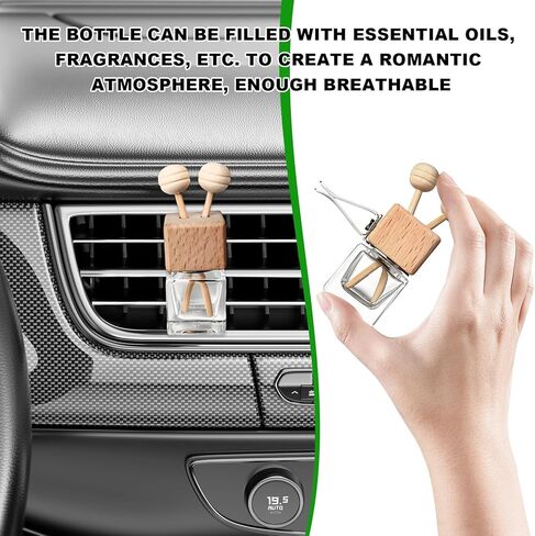 قطعتان من زجاجة معطر الهواء للسيارة، زجاجة عطر زيتية عطرية فارغة مع مشبك فتحة تهوية، زخرفة خشبية شفافة برائحة العلاج العطري، ملحقات السيارة الداخلية in Kuwait
