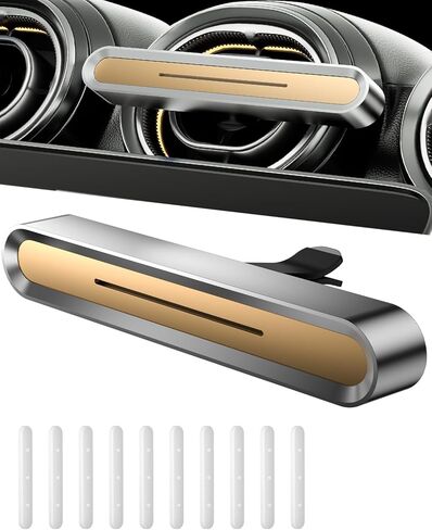 Car Diffusers for Essential Oils,Car Fragrance Diffuser Vent Clips, Includes 4 Scented Essential Oil Sticks and 6 Unscented DIY Refill Sticks (Golden, Fresh & Energizing) in Kuwait