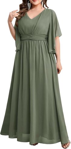 Plus Size Elegant Formal Chiffon Dress A Line Maxi Bridesmaid Mother of The Bride Gala Evening Wedding Guest Prom Gown in Saudi Arabia