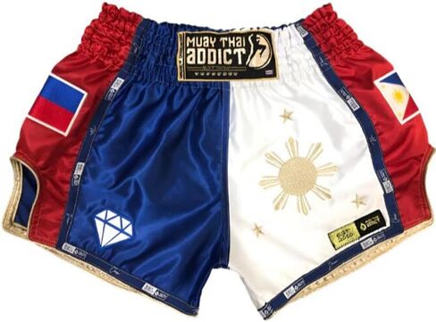 Muay Thai Addict Philippine Valor Slim Cut Muay Thai Shorts – Retro Thai Boxing Shorts for Training & Competition in Saudi Arabia