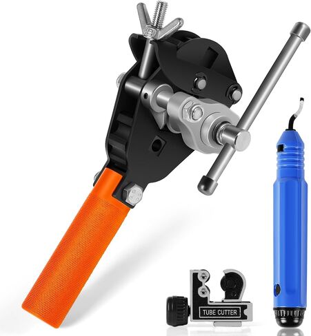45° Flaring Tool Kit with Tube Cutter Deburring Tool Single Flaring Tool for 1/8" - 3/4" Tubing, Professional Pipe Flare Tool for Copper Brass Aluminum Pipes in Saudi Arabia