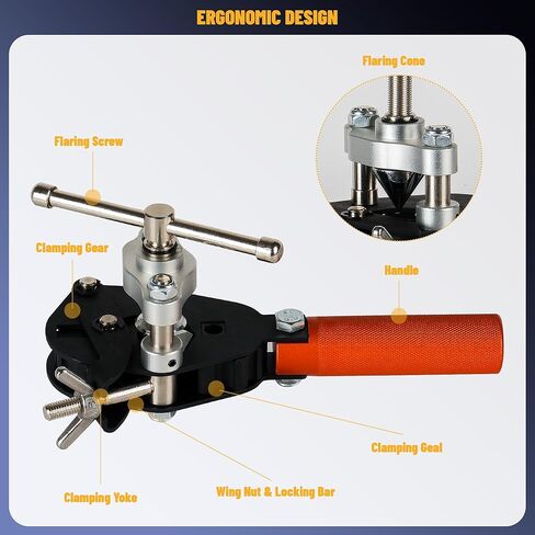 45° Flaring Tool Kit with Tube Cutter Deburring Tool Single Flaring Tool for 1/8" - 3/4" Tubing, Professional Pipe Flare Tool for Copper Brass Aluminum Pipes in Saudi Arabia