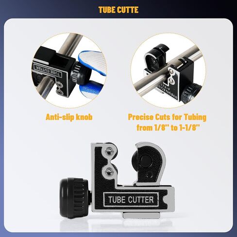 45° Flaring Tool Kit with Tube Cutter Deburring Tool Single Flaring Tool for 1/8" - 3/4" Tubing, Professional Pipe Flare Tool for Copper Brass Aluminum Pipes in Saudi Arabia