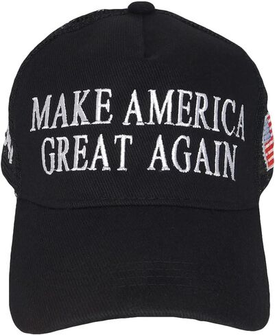 Trade Winds Make America Great Again Trump 45-47 Black Cotton Embroidered Mesh Cap Hat in Saudi Arabia