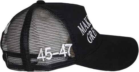 Trade Winds Make America Great Again Trump 45-47 Black Cotton Embroidered Mesh Cap Hat in Saudi Arabia