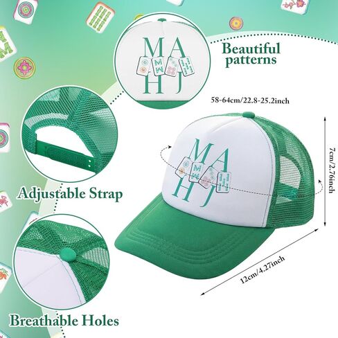 6 Pcs Mahjong Gifts Mah Jong Trucker Hats Adjustable Baseball Cap Gift for Women Men Mahjong Lovers Friends Birthday Green and Pink in Saudi Arabia