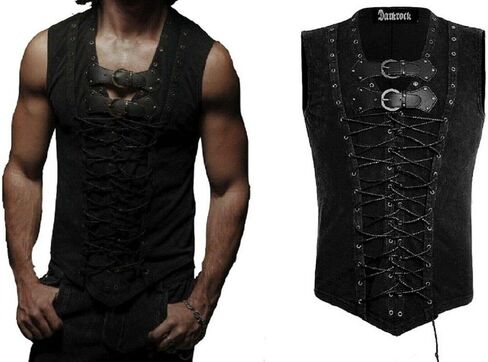 Darkrock Prime Quality Men's T-Shirt Steampunk Gothic Visual kei Vest Tank Top Sleeveless Black Shirt in Saudi Arabia
