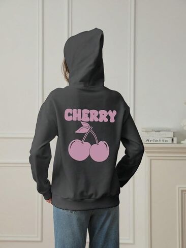 Girls Graphic Hoodie, Cherry Graphic Pullover Sweatshirt for Kids in Saudi Arabia