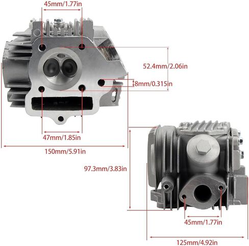 مجموعة أسطوانة المحرك والرأس مقاس 52.4 مم متوافقة مع 1P52FMH 110cc Roketa Taotao SSR Jonway ATV Quad Go Kart الدراجة الترابية in Kuwait