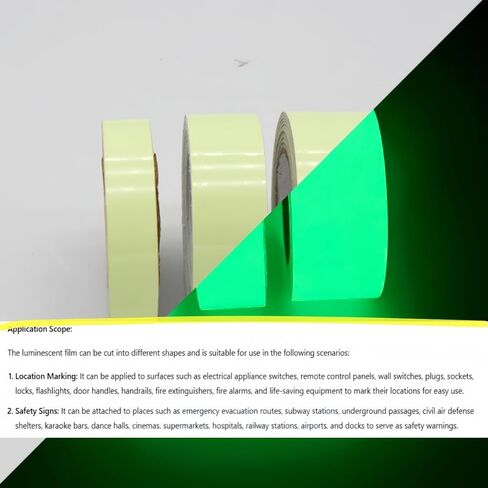 1PC Glow-in-The-Dark Photoluminescent Tape Wide Self-Adhesive Roll No Electricity Needed for Steps Handrails Emergency Signs, Blue, 1.18in in Saudi Arabia