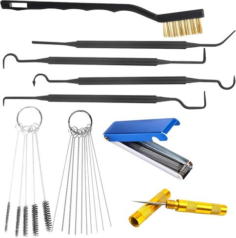9Pcs Carburetor Cleaning Tool, Carb Jet Cleaning Kit Welding Tip Cleaner Torch Tip Cleaner with Stainless Steel Needles, Brushes & Hooks for Motorcycle ATV Chainsaw & Lawnmower in Saudi Arabia