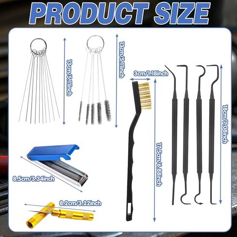 9Pcs Carburetor Cleaning Tool, Carb Jet Cleaning Kit Welding Tip Cleaner Torch Tip Cleaner with Stainless Steel Needles, Brushes & Hooks for Motorcycle ATV Chainsaw & Lawnmower in Saudi Arabia