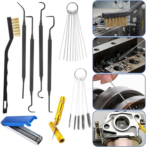 9Pcs Carburetor Cleaning Tool, Carb Jet Cleaning Kit Welding Tip Cleaner Torch Tip Cleaner with Stainless Steel Needles, Brushes & Hooks for Motorcycle ATV Chainsaw & Lawnmower in Saudi Arabia