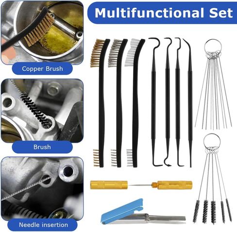 Carburetor Cleaning Kit, Density Nylon Torch Tip cleaner Set, 12PCS Carb Cleaning Kit with Storage, for Motorcycle Jet ATV Lawnmower Chainsaw Welder in Kuwait