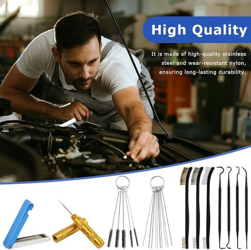 Carburetor Cleaning Kit, Density Nylon Torch Tip cleaner Set, 12PCS Carb Cleaning Kit with Storage, for Motorcycle Jet ATV Lawnmower Chainsaw Welder in Kuwait