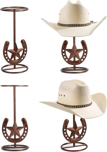 Cowboy Hat Stand, Tabletop Hat Display, Western Desk Decor, Horseshoe Hat Stand for Multiple Hats, Texas Holder Rack, Cowboys Gifts for Men, Western Decor for Home, Metal, Bronze, 4 Packs in Saudi Arabia
