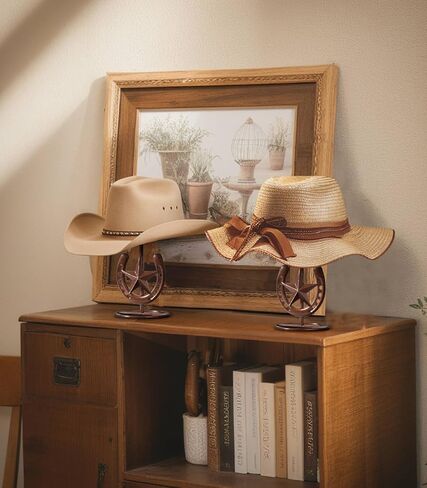 Cowboy Hat Stand, Tabletop Hat Display, Western Desk Decor, Horseshoe Hat Stand for Multiple Hats, Texas Holder Rack, Cowboys Gifts for Men, Western Decor for Home, Metal, Bronze, 4 Packs in Saudi Arabia
