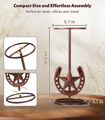 Cowboy Hat Stand, Tabletop Hat Display, Western Desk Decor, Horseshoe Hat Stand for Multiple Hats, Texas Holder Rack, Cowboys Gifts for Men, Western Decor for Home, Metal, Bronze, 4 Packs in Saudi Arabia