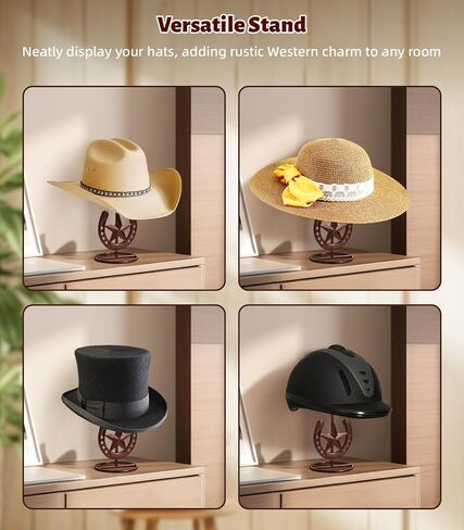 Cowboy Hat Stand, Tabletop Hat Display, Western Desk Decor, Horseshoe Hat Stand for Multiple Hats, Texas Holder Rack, Cowboys Gifts for Men, Western Decor for Home, Metal, Bronze, 4 Packs in Saudi Arabia