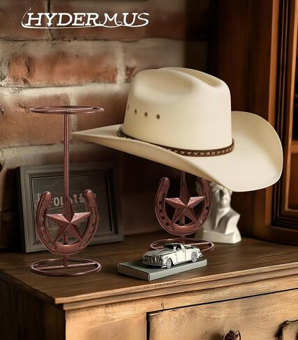 Cowboy Hat Stand, Tabletop Hat Display, Western Desk Decor, Horseshoe Hat Stand for Multiple Hats, Texas Holder Rack, Cowboys Gifts for Men, Western Decor for Home, Metal, Bronze, 4 Packs in Saudi Arabia
