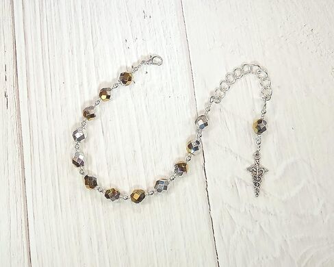Prayer Bead Bracelet with Caduceus for the Greek God of Communication, Commerce, Competition, Diplomacy, Rhetoric, Travel, Cleverness in Saudi Arabia