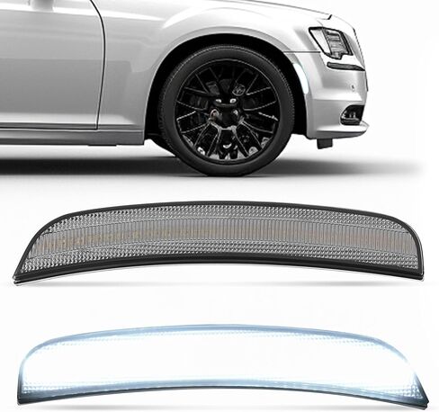 أضواء علامة جانبية LED من HECASA متوافقة مع 2015-2023 كرايسلر 300 لاستبدال CH2551136 CH2550136 مصابيح وقوف السيارات ذات الإشارة الممتصة لليسار واليمين 2 قطعة عدسة دخان أمامية بيضاء LED in Kuwait