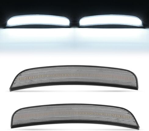أضواء علامة جانبية LED من HECASA متوافقة مع 2015-2023 كرايسلر 300 لاستبدال CH2551136 CH2550136 مصابيح وقوف السيارات ذات الإشارة الممتصة لليسار واليمين 2 قطعة عدسة دخان أمامية بيضاء LED in Kuwait