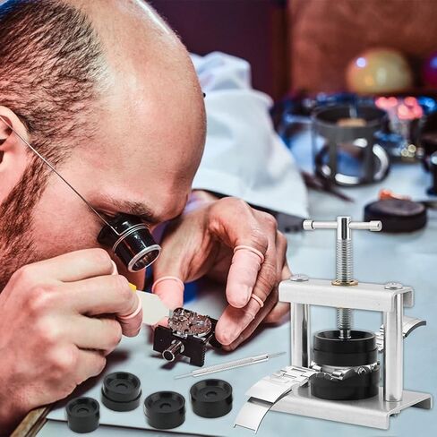 مجموعة أدوات ضغط الساعة مع 18 قالبًا ومزيل فتاحة، وغطاء خلفي أقرب لإغلاق الغطاء، واستبدال بطارية الساعة، وأداة إصلاح الارتفاع القابلة للتعديل لصانعي الساعات in Kuwait