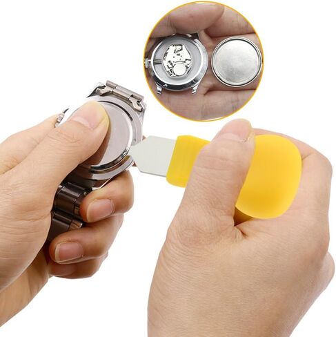 مجموعة أدوات ضغط الساعة مع 18 قالبًا ومزيل فتاحة، وغطاء خلفي أقرب لإغلاق الغطاء، واستبدال بطارية الساعة، وأداة إصلاح الارتفاع القابلة للتعديل لصانعي الساعات in Kuwait