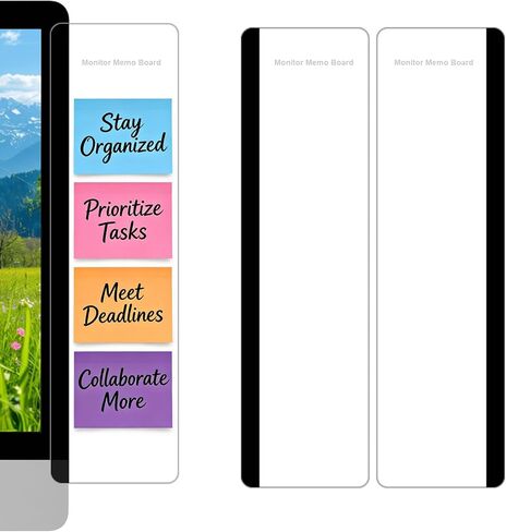 قطعتان من لوحة مذكرة شاشة الكمبيوتر، ملحقات مكتب مكتب من الأكريليك الشفاف مقاس 11 بوصة × 3.1 بوصة، حامل ملاحظات جانبي لشاشة الكمبيوتر، لوحة رسائل للملاحظات اللاصقة والتذكيرات والمذكرات in Kuwait