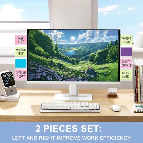 قطعتان من لوحة مذكرة شاشة الكمبيوتر، ملحقات مكتب مكتب من الأكريليك الشفاف مقاس 11 بوصة × 3.1 بوصة، حامل ملاحظات جانبي لشاشة الكمبيوتر، لوحة رسائل للملاحظات اللاصقة والتذكيرات والمذكرات in Kuwait