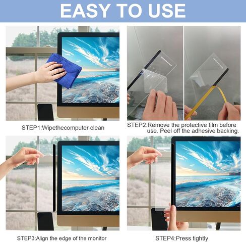 قطعتان من لوحة مذكرة شاشة الكمبيوتر، ملحقات مكتب مكتب من الأكريليك الشفاف مقاس 11 بوصة × 3.1 بوصة، حامل ملاحظات جانبي لشاشة الكمبيوتر، لوحة رسائل للملاحظات اللاصقة والتذكيرات والمذكرات in Kuwait