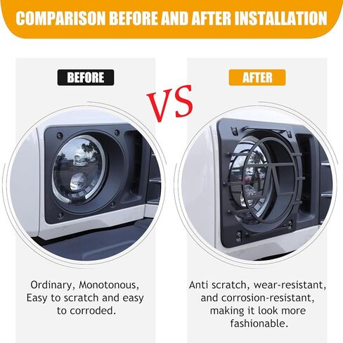 2PCS Car Headlight Cover Compatible with INEOS Grenadier 2022-2024+ Carbon Steel Headlight Protector Cover Headlights Cover Lamp Exterior Frame Protection Kit Car Exterior Accessories in Saudi Arabia