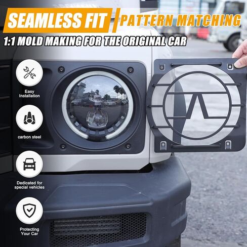 2PCS Car Headlight Cover Compatible with INEOS Grenadier 2022-2024+ Carbon Steel Headlight Protector Cover Headlights Cover Lamp Exterior Frame Protection Kit Car Exterior Accessories in Saudi Arabia