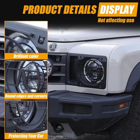 2PCS Car Headlight Cover Compatible with INEOS Grenadier 2022-2024+ Carbon Steel Headlight Protector Cover Headlights Cover Lamp Exterior Frame Protection Kit Car Exterior Accessories in Saudi Arabia