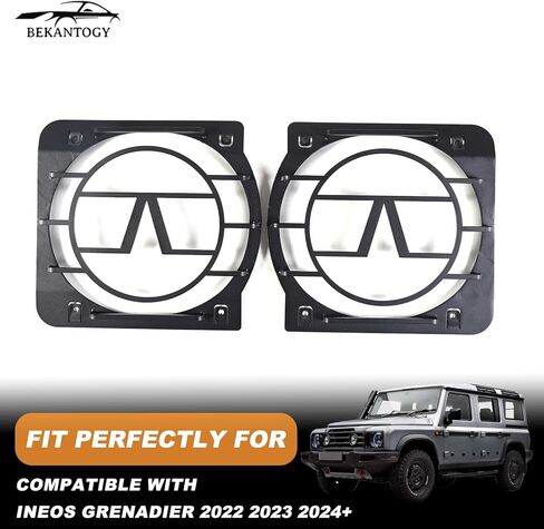 2PCS Car Headlight Cover Compatible with INEOS Grenadier 2022-2024+ Carbon Steel Headlight Protector Cover Headlights Cover Lamp Exterior Frame Protection Kit Car Exterior Accessories in Saudi Arabia